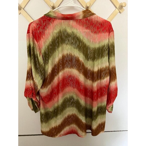 Emily Daniels Women’s XL Multicolor Sequin Blouse Shirt Roll Tab Sleeve - Picture 5 of 12